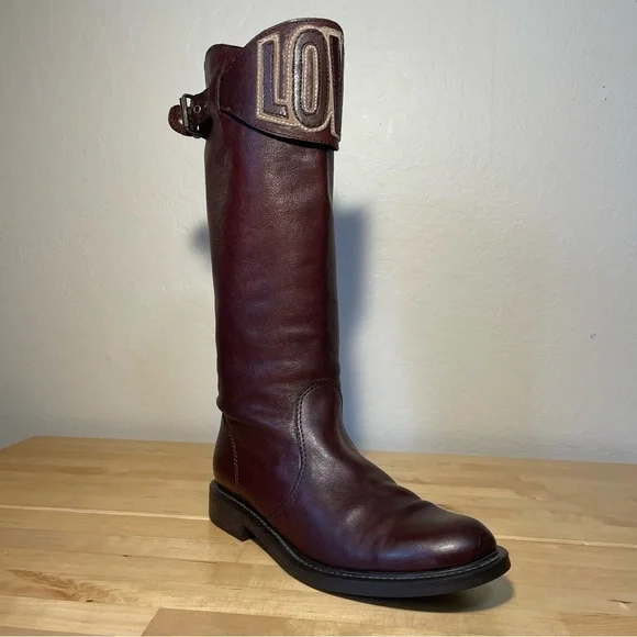 Love Moschino Love brown leather high boots - Picture 2 of 15